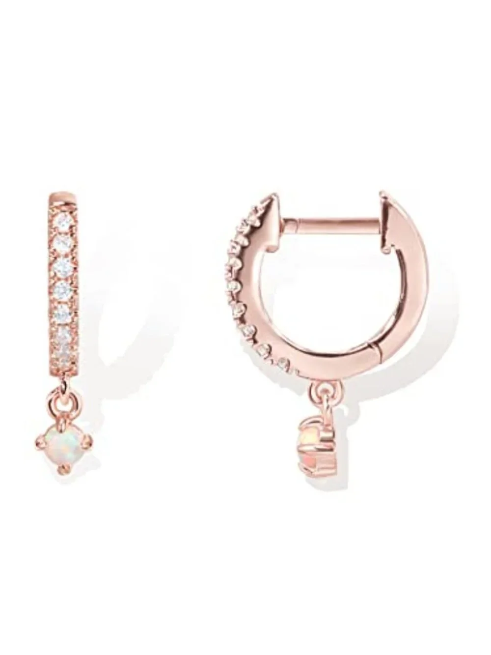 New‎ - 14K Gold Plated Huggie Hoop Earrings with Charms for Women